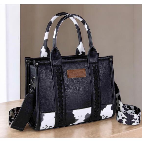 Wrangler Handbags - Wrangler Black Cow Print Tote/Crossbody *NEW in Package*
